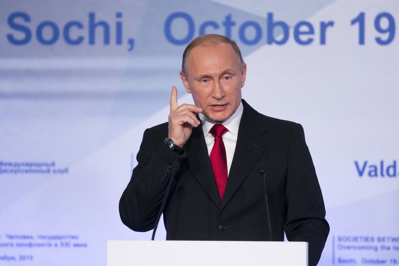 Poetin tijdens zijn toespraak in Sotsji.