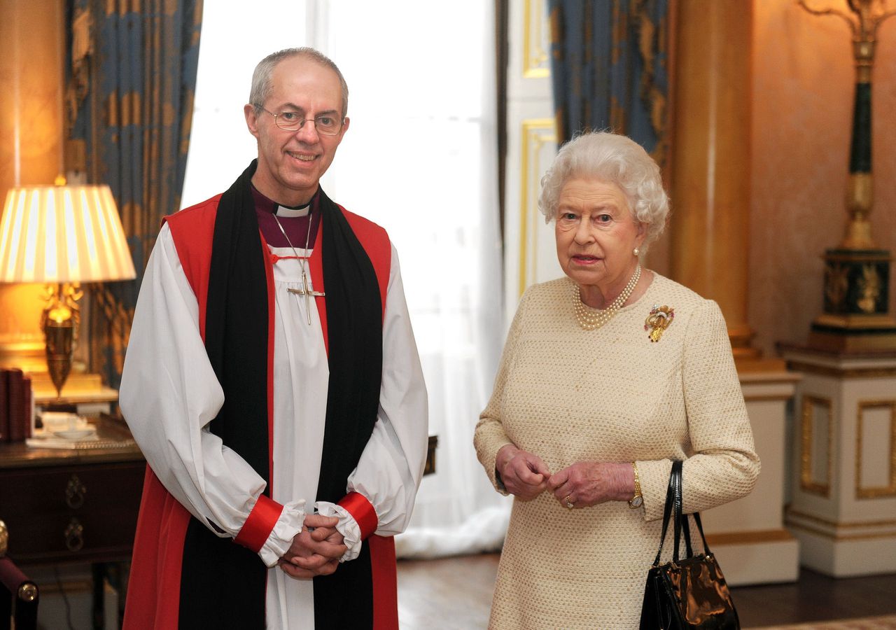 Aartsbisschop Welby en koningin Elizabeth in februari 2013.