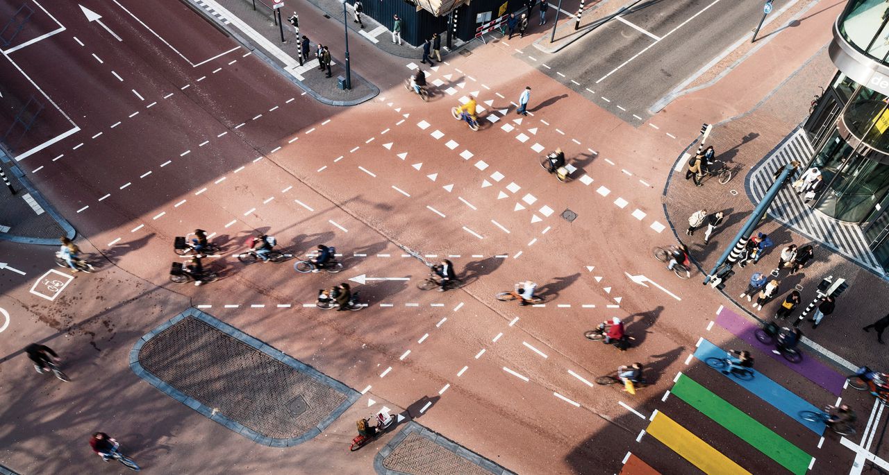 Het drukste fietskruispunt van Nederland met 28.000 fietsers per dag.