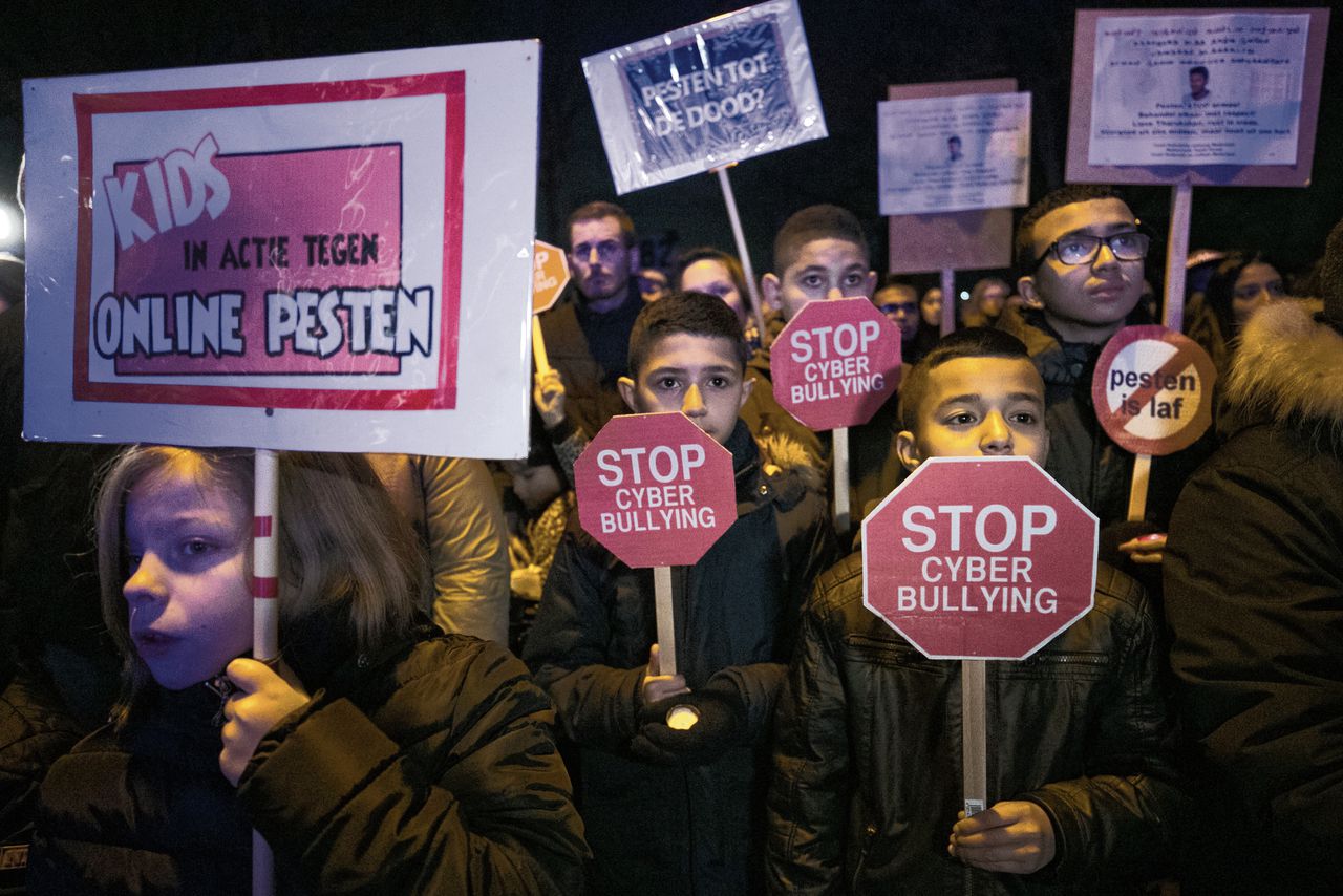 Protest tegen pesten in Heerlen, in 2017.