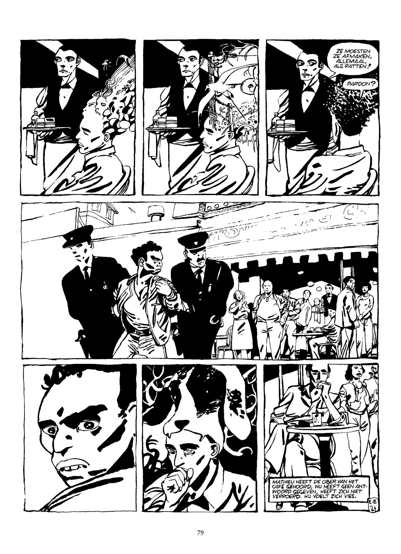 Pagina uit de strip De eerste reis van de Franse tekenaar Edmond Baudoin