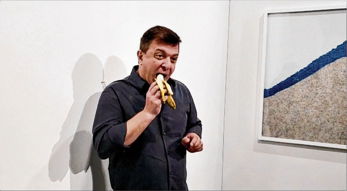 'Voor het kunstbegrip van de gewone man is de muur-banaan niet goed' 