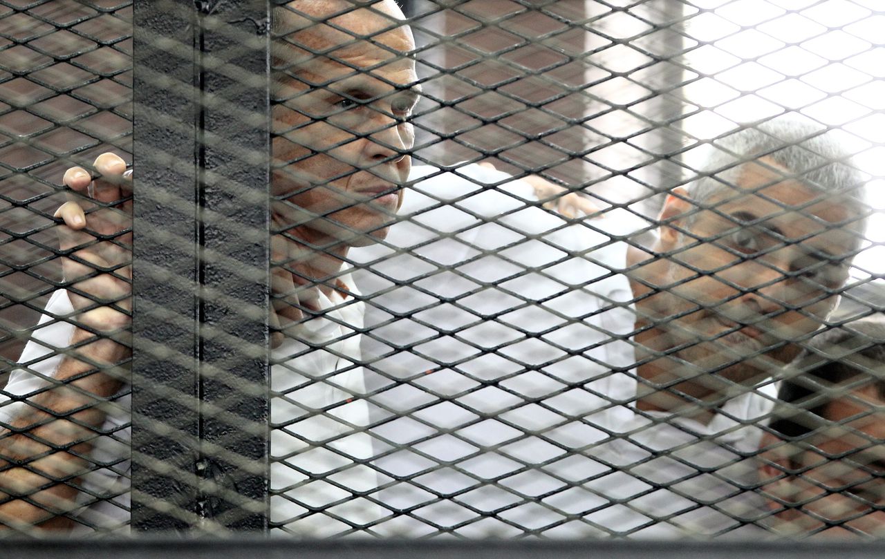 Mohammed Fahmy en Peter Greste tijdens hun proces