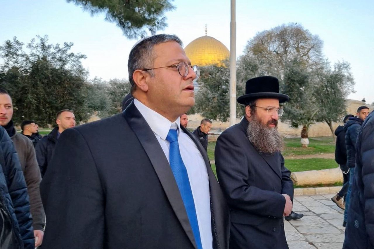 De Israëlische minister Itamar Ben Gvir (Nationale Veiligheid, Joodse Kracht) liep dinsdag over de Tempelberg.
