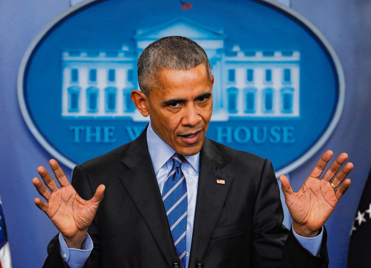 President Obama tijdens een persconferentie in het Witte Huis.