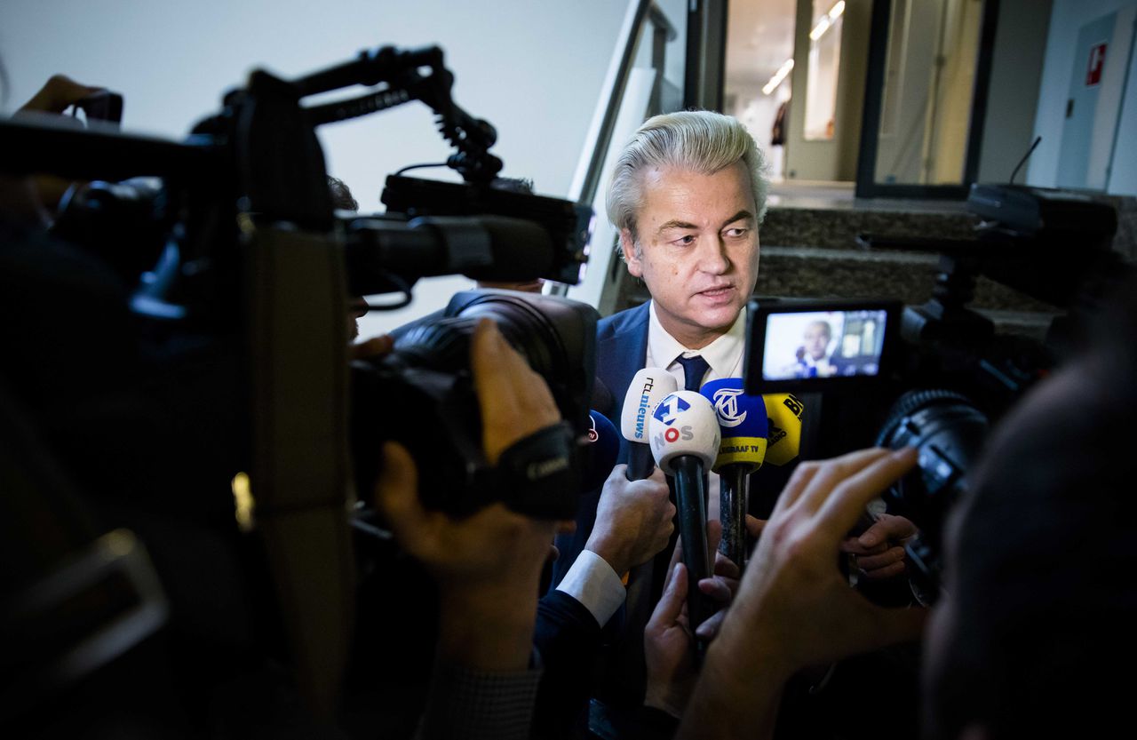PVV-fractievoorzitter Geert Wilders dinsdag tijdens het vragenuur in de Tweede Kamer.