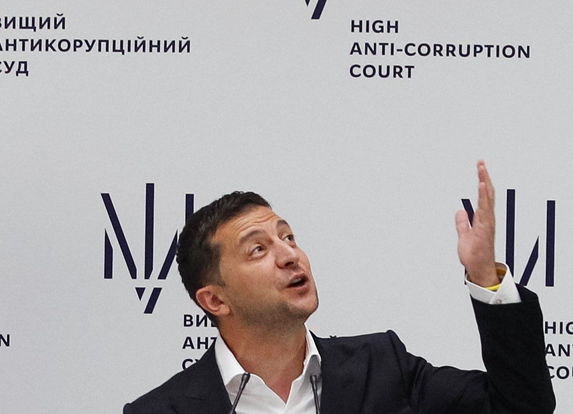 De Oekraïense president Zelensky bij de oprichting van de Hoge Anti-Corruptie Rechtbank in september 2019.