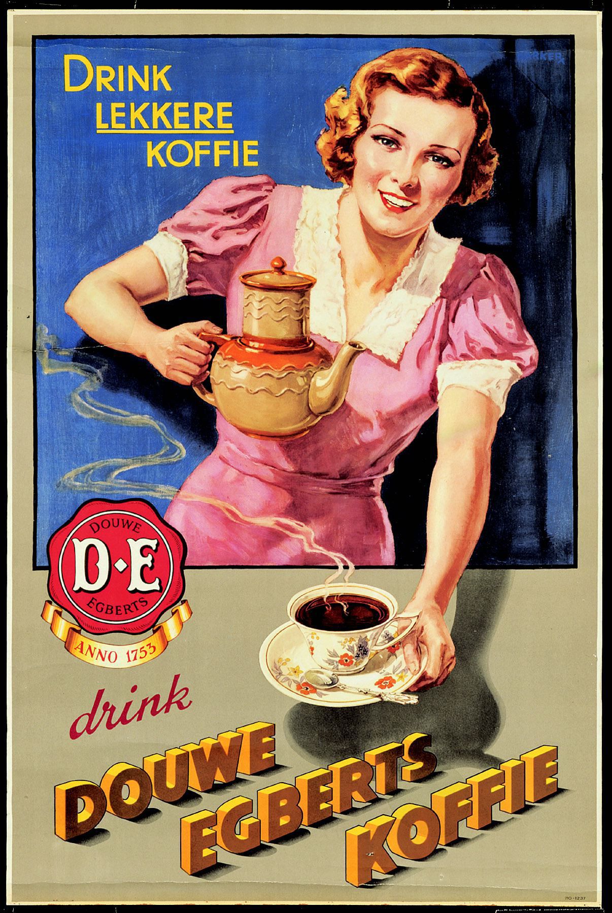 Drink lekkere koffie. Drink Douwe Egberts koffie. (1937) FOTO: Douwe EGberts