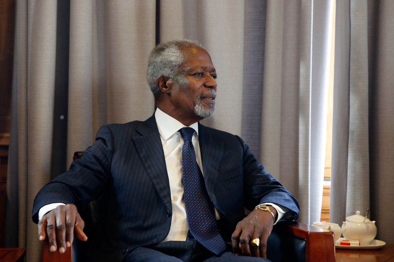 Voormalig secretaris-generaal Kofi Annan op bezoek bij Mark Rutte.