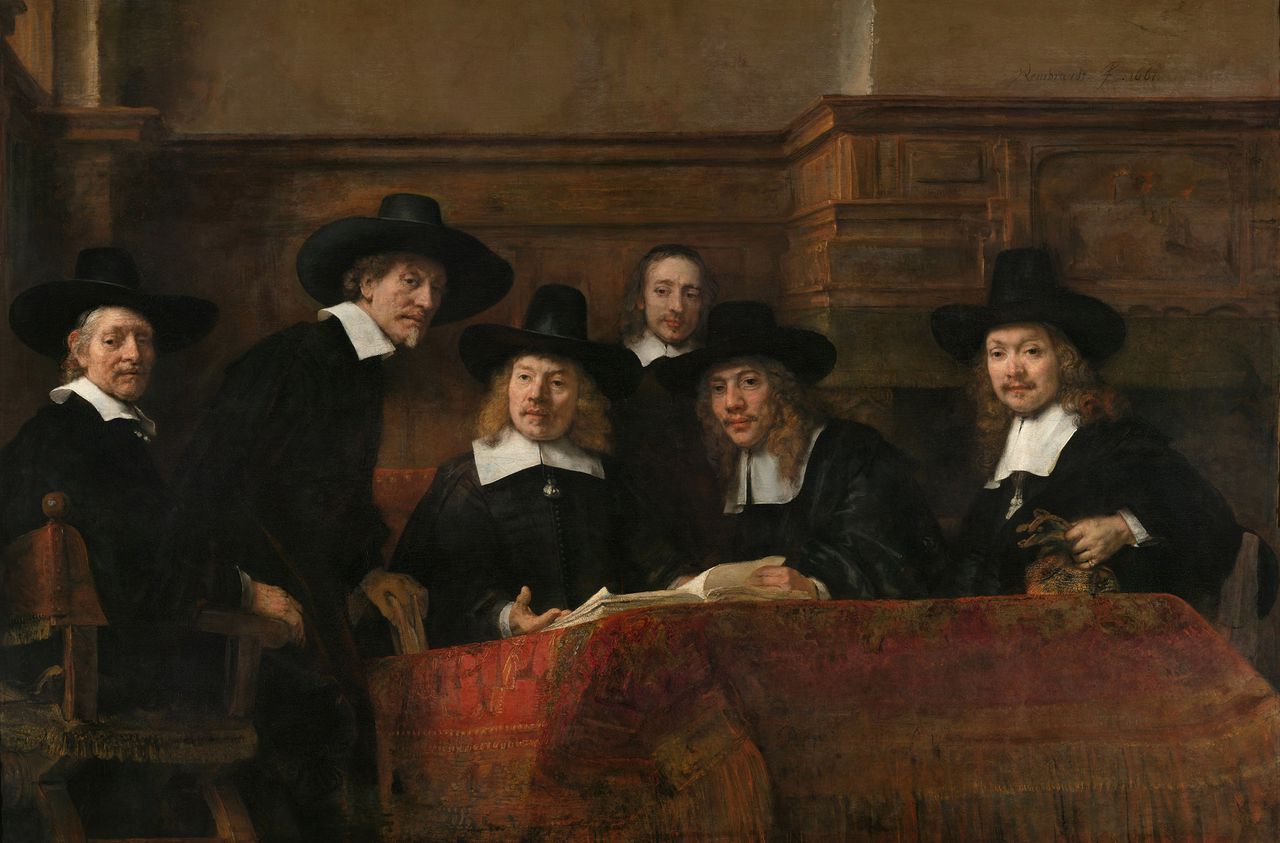 Rembrandt van Rijn, ‘De Staalmeesters’ (1662). Bruikleen van de gemeente Amsterdam