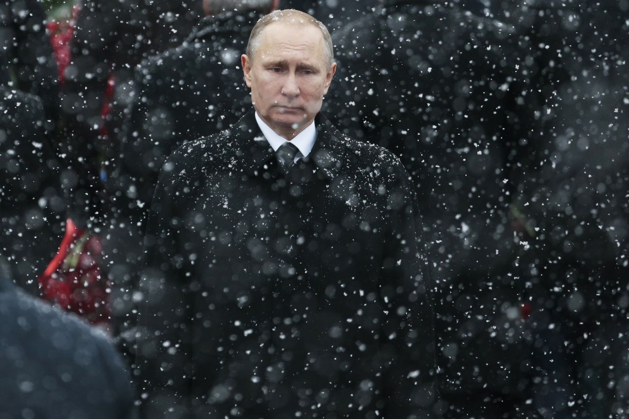 Poetin tijdens een militaire herdenking in Moskou op 23 februari.