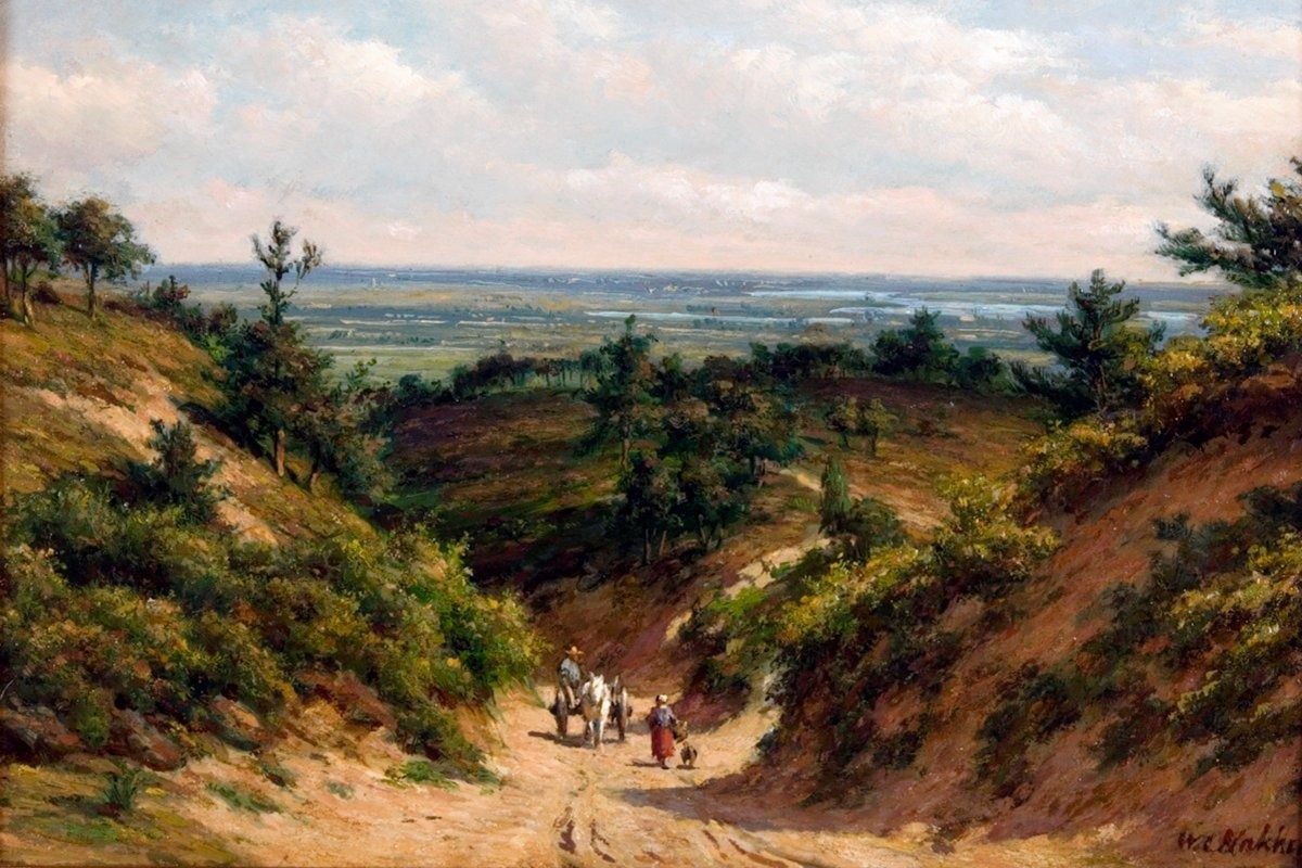 Willem Carel Nakken (1835-1926), ‘Gezicht op de Ooijpolder vanaf de Holleweg bij Berg en Dal’, (ca. 1860).