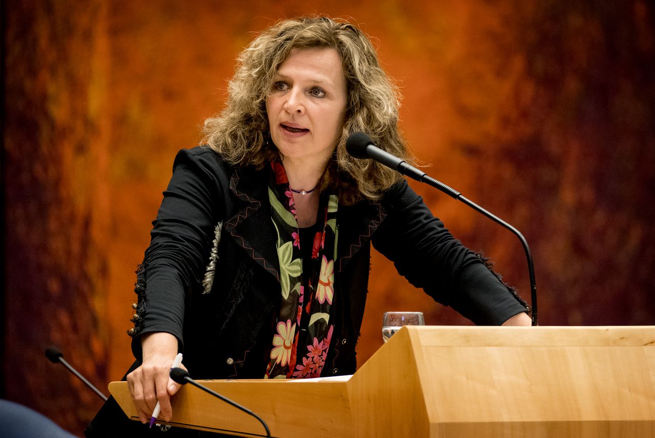 Edith Schippers, minister van Volksgezondheid, Welzijn en Sport tijdens het wekelijkse Vragenuurtje in de plenaire zaal van de Tweede Kamer.