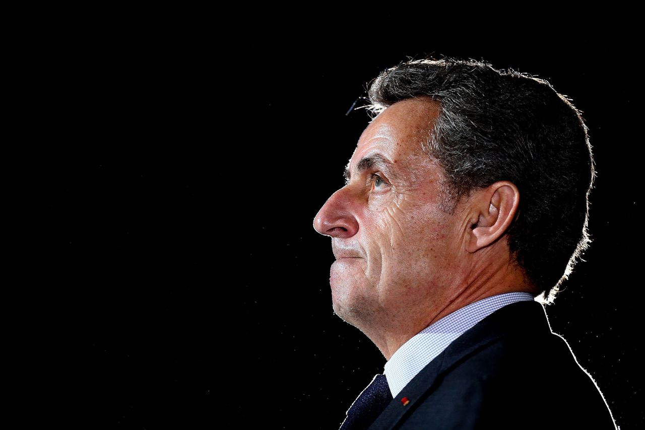 Nicolas Sarkozy tijdens een bijeenkomst van de partij Les Républicains. Namens die partij, een herdoping van het UMP, nam hij 2017 deel aan de Franse presidentsverkiezingen. Deze foto is in 2016 gemaakt.