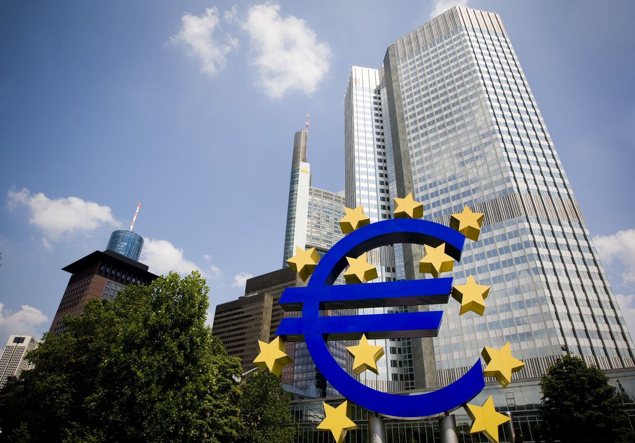 Gebouw van de Europese Centrale Bank, ECB in Frankfurt am Main in Duitsland.