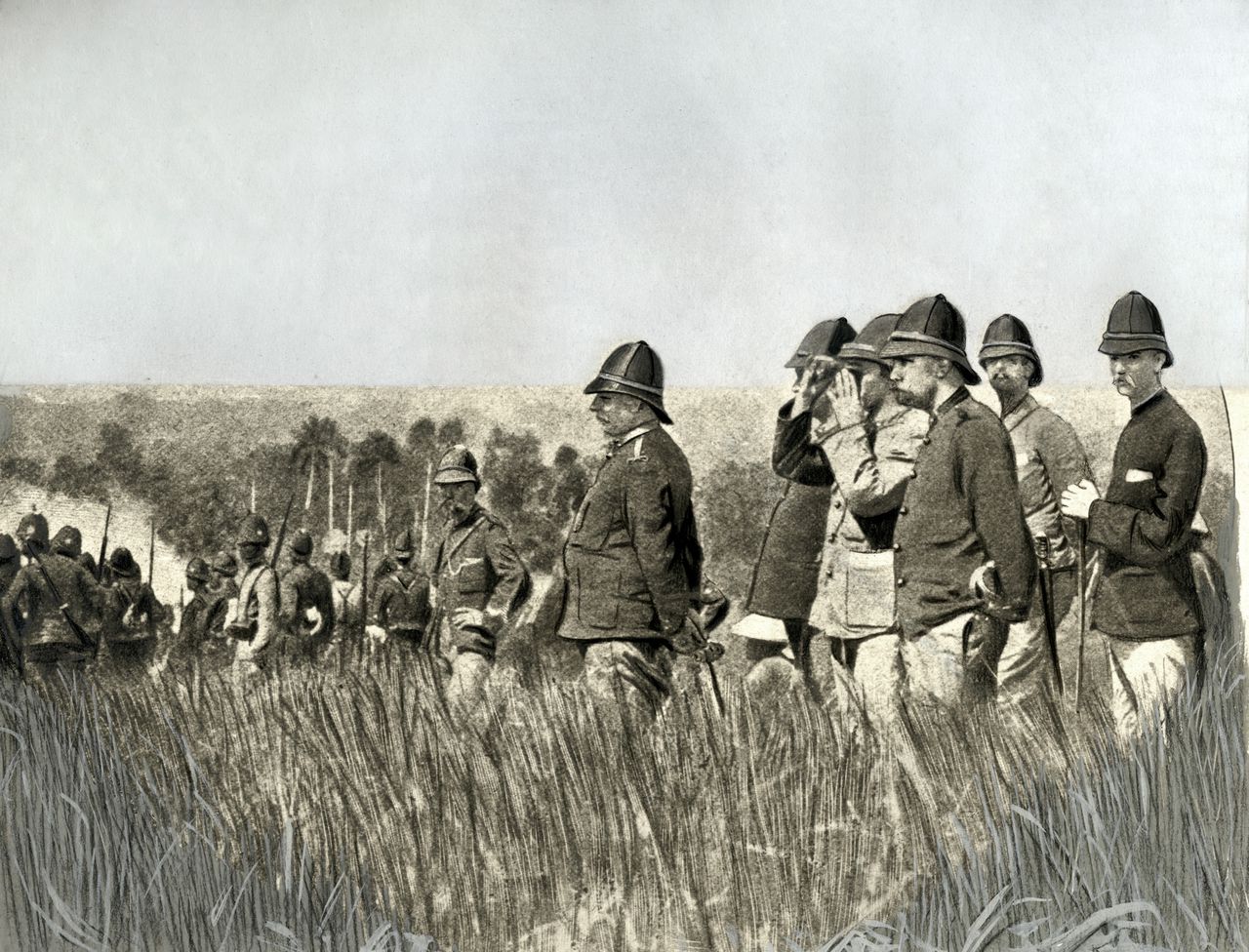 Generaal Van Heutsz tijdens een gevecht in Batè Ilië, Nederlands-Indië, 3 februari 1901.