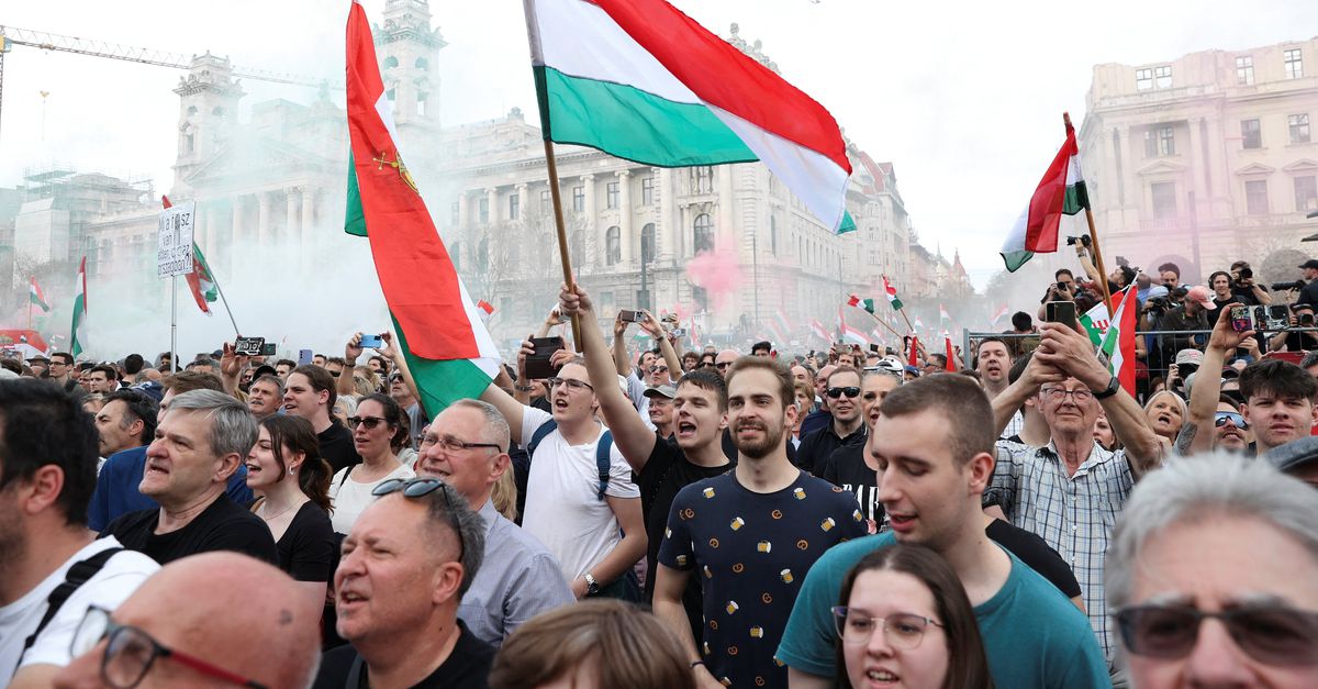 Tens of thousands of Hungarians are demonstrating against the government, a protest led by political rival Orban