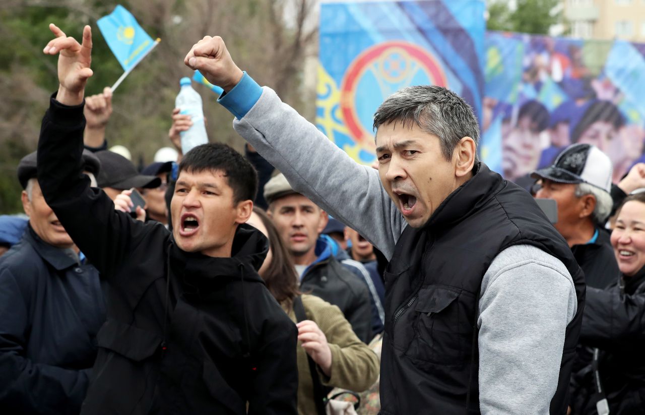 Een demonstratie voor eerlijke verkiezingen in Kazachstan.