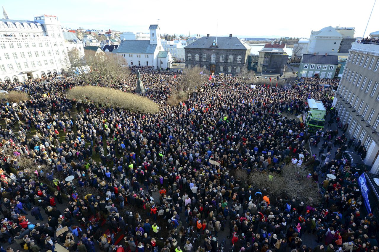 Demonstranten in Reykjavik.