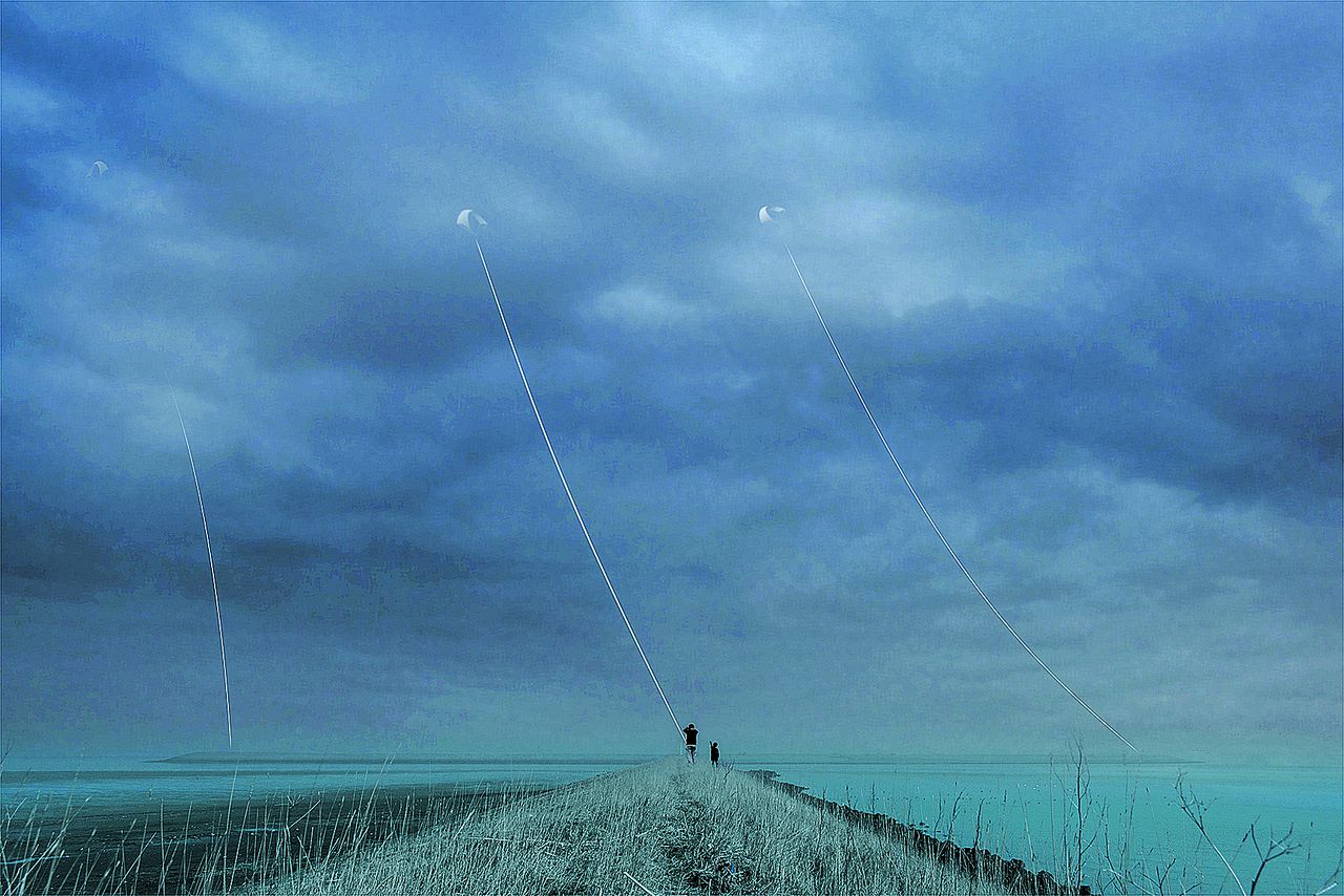 Een van de projecten op de Afsluitdijk is Windvogel, waarbij energie wordt opgewekt met vliegers.