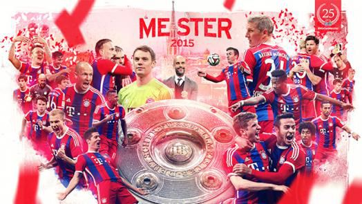 Bayern München viert de overwinning op de eigen website.