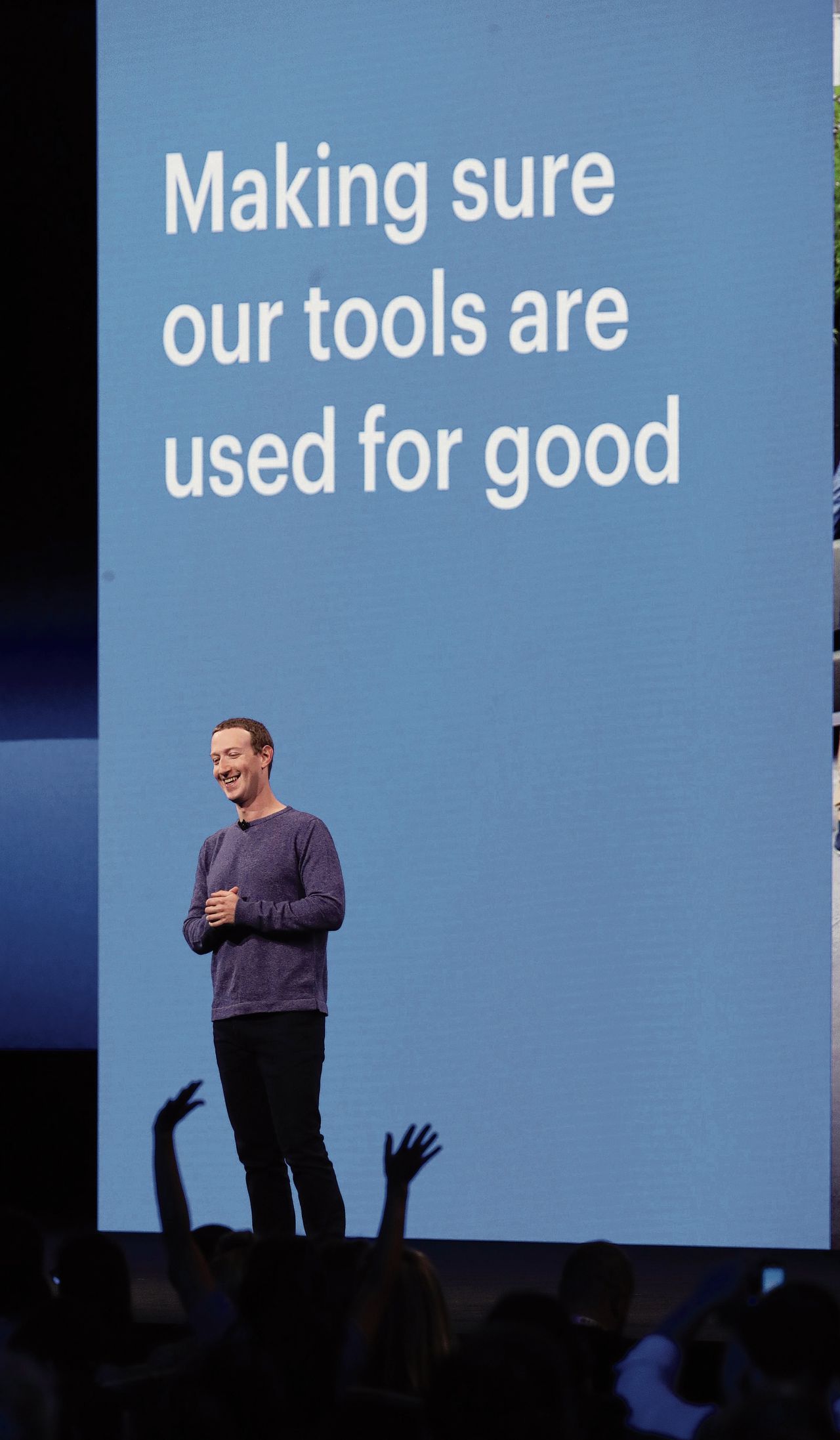 Mark Zuckerberg dinsdag tijdens zijn jaarlijkse presentatie.