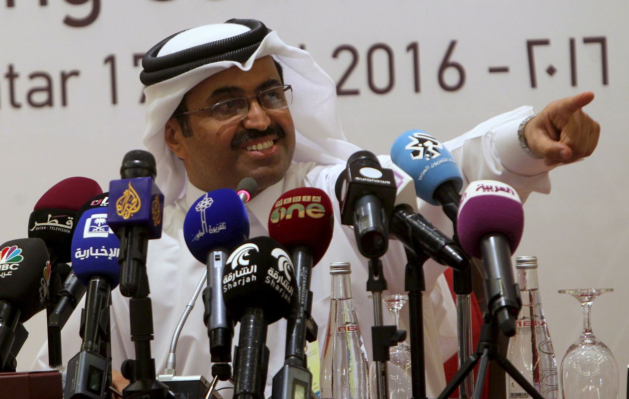 Mohammad bin Saleh al-Sada, Qatars minister van Energie, tijdens het overleg tussen olieproducerende landen.
