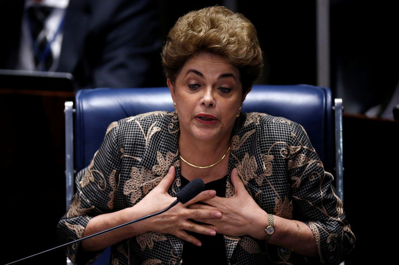 Voor een bomvolle Braziliaanse Senaat hield Dilma Rousseff een vurig pleidooi om haar afzetting te voorkomen.