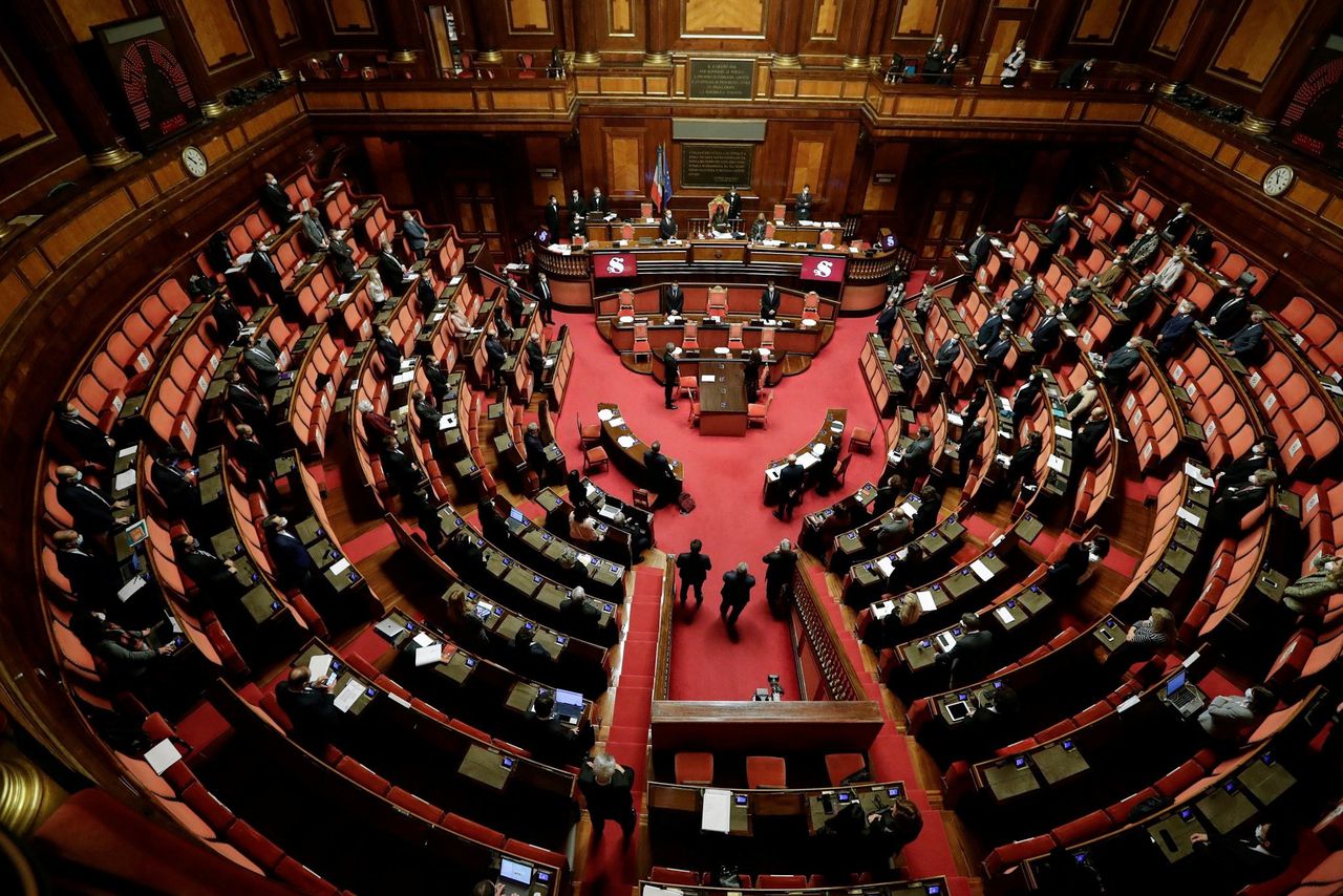 De Italiaanse Senaat bezien van bovenaf.
