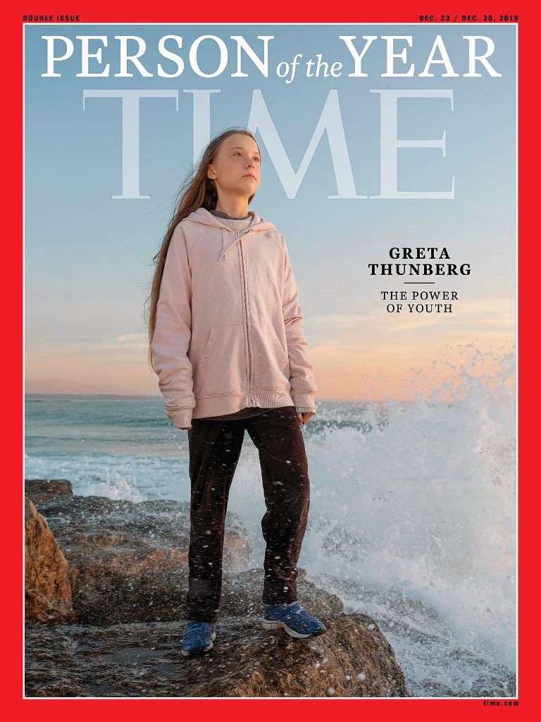 De cover van Time Magazine, waar Thunberg tot Person of the Year 2019 wordt uitgeroepen.