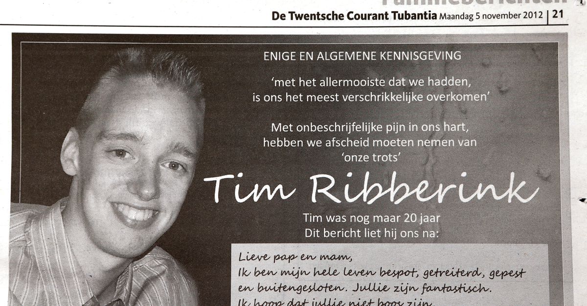 Tim werd gepest, maar niemand wist ervan