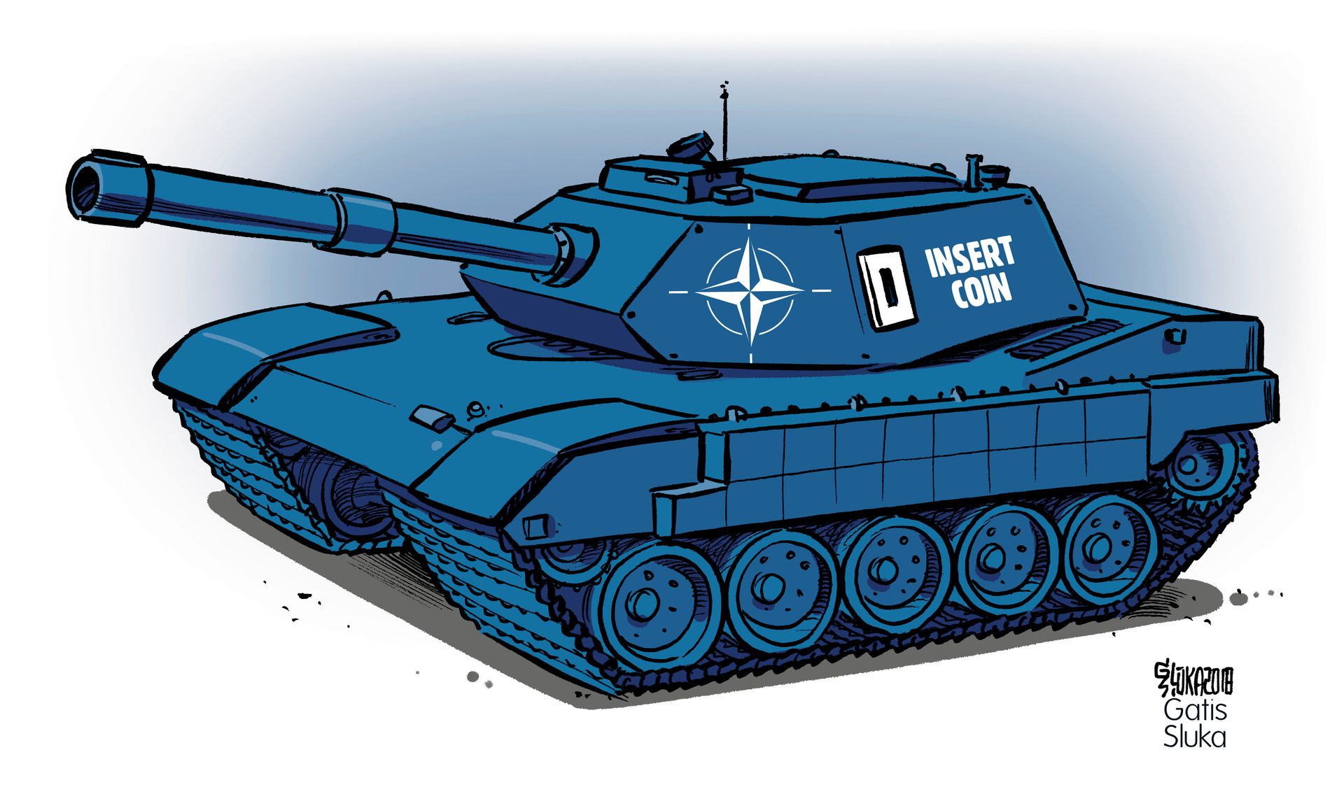 Голубой танк мультяшный