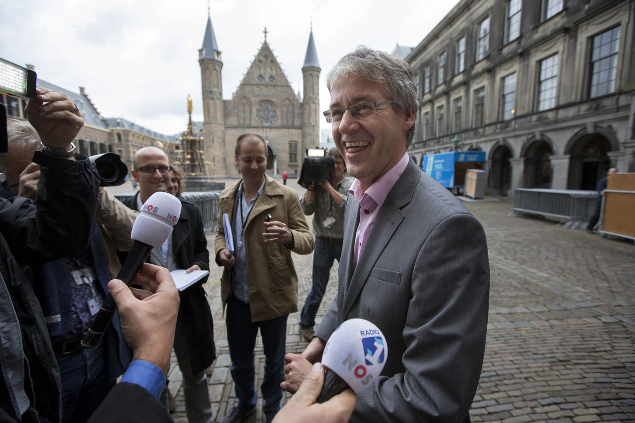 ChristenUnie-leider Arie Slob op het Binnenhof. Hij wil dat Griekenland de eurozone verlaat.