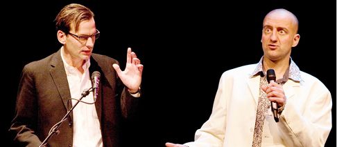 Spoedcursus Humor Cartoonschrijver Bastiaan Geleijnse (Fokke & Sukke) en cabaretier Rob Urgert geven de Spoedcursus Humor, een voorstelling over humor verluchtigd met lichbeelden. Urgert, de cabaretier van de twee, is de man die losjes met de microfoon heen en weer loopt en als een komiek de zaal bespeelt. Terwijl de studieus ogende Geleijnse voornamelijk achter het spreekgestoelte staat en op droogkomische toon zijn cursusmateriaal voorleest. Tournee t/m 26 april. Inl. 015-2159415, www.cursushumor.nl