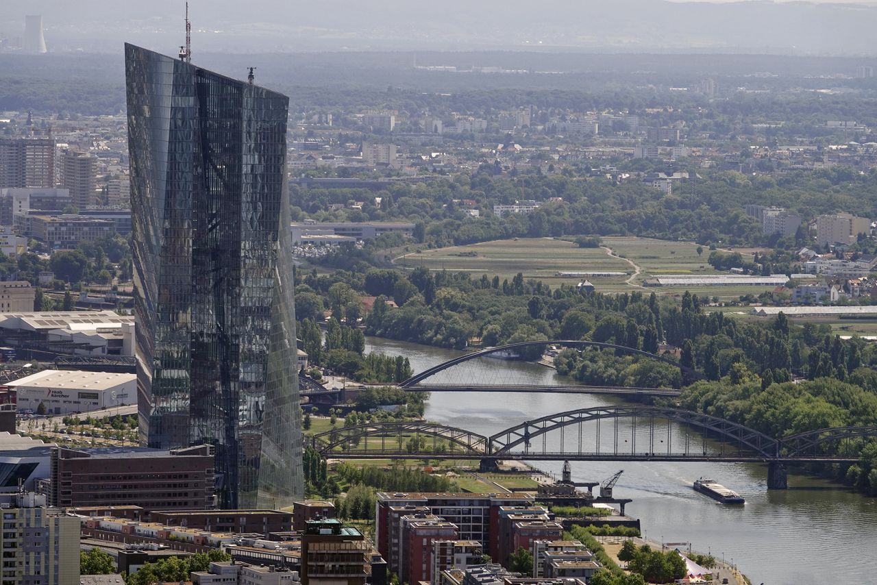 Het hoofdkantoor van de Europese Centrale Bank in Frankfurt.