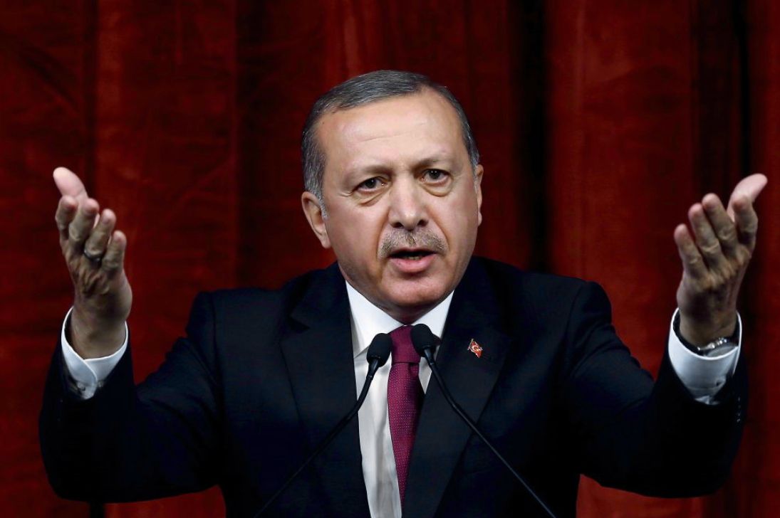 De Turkse president Erdogan tijdens een toespraak op 29 juli.