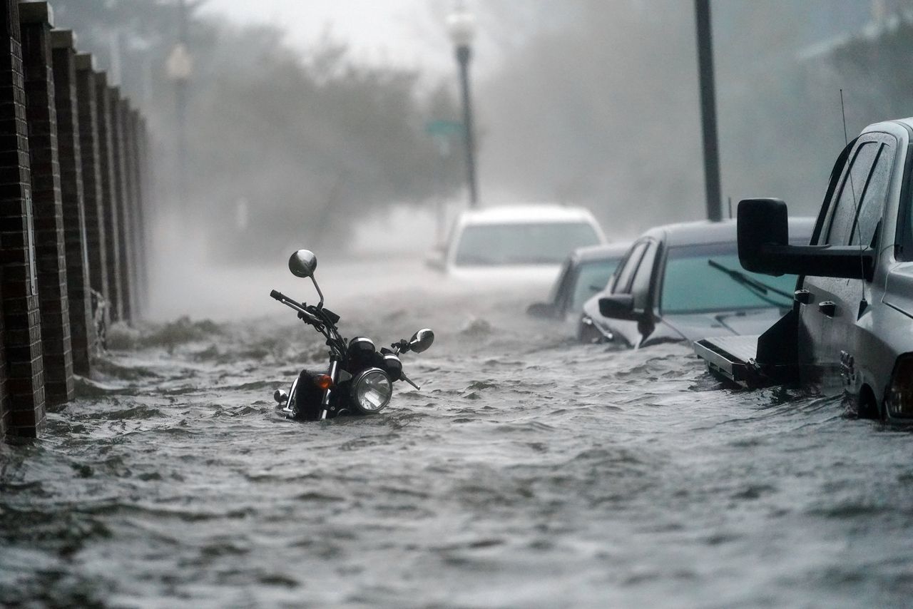 Overstromingen in de straten van Pensacola, in de Amerikaanse staat Florida eerder dit jaar.