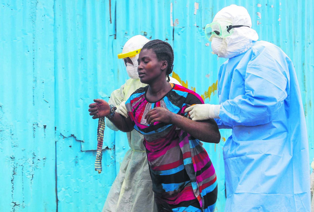 Vermoedelijke ebolapatiënte in Liberia, september 2014.