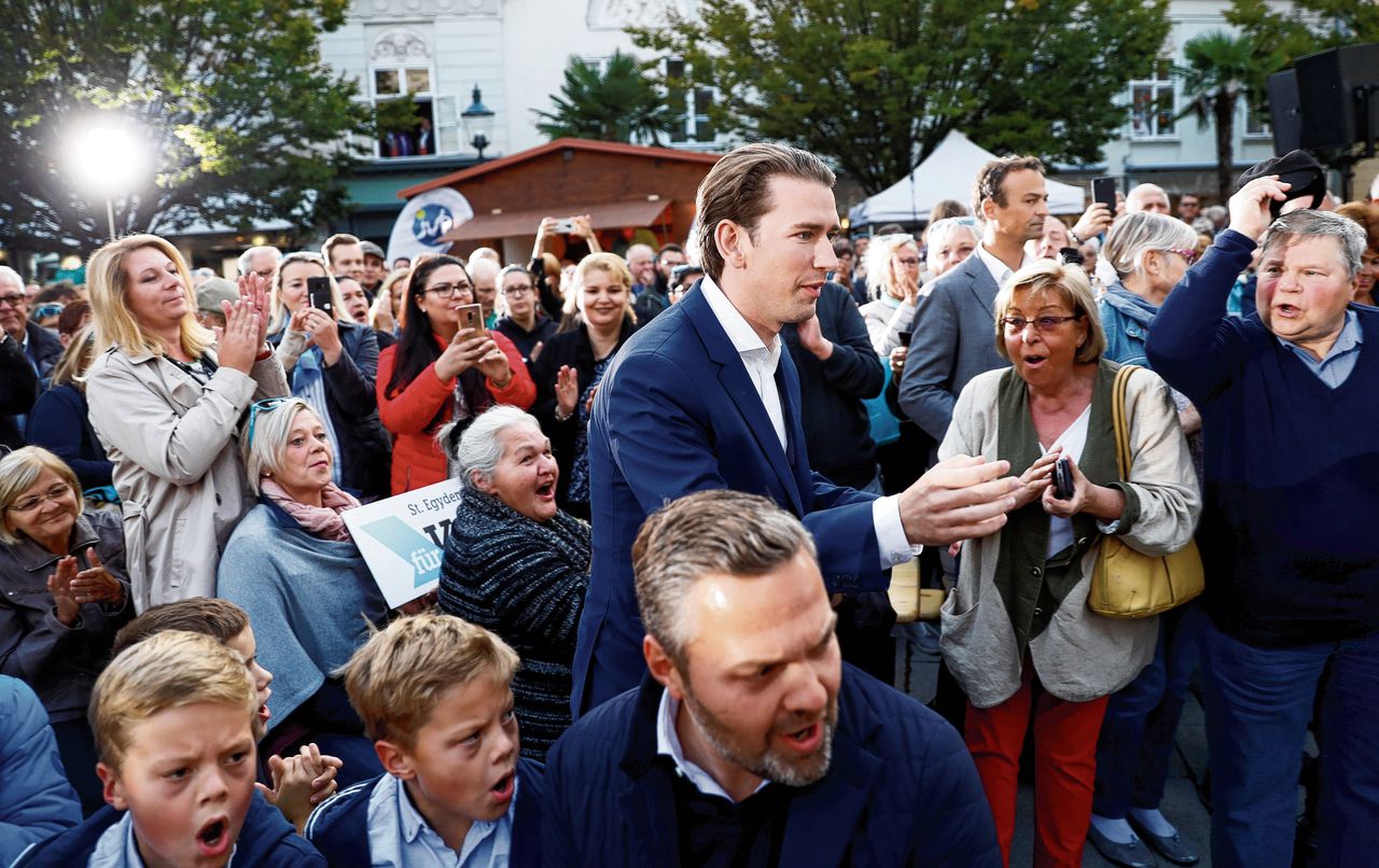 ÖVP-leider Sebastian Kurz op een campagnebijeenkomst in het Oostenrijkse Baden.