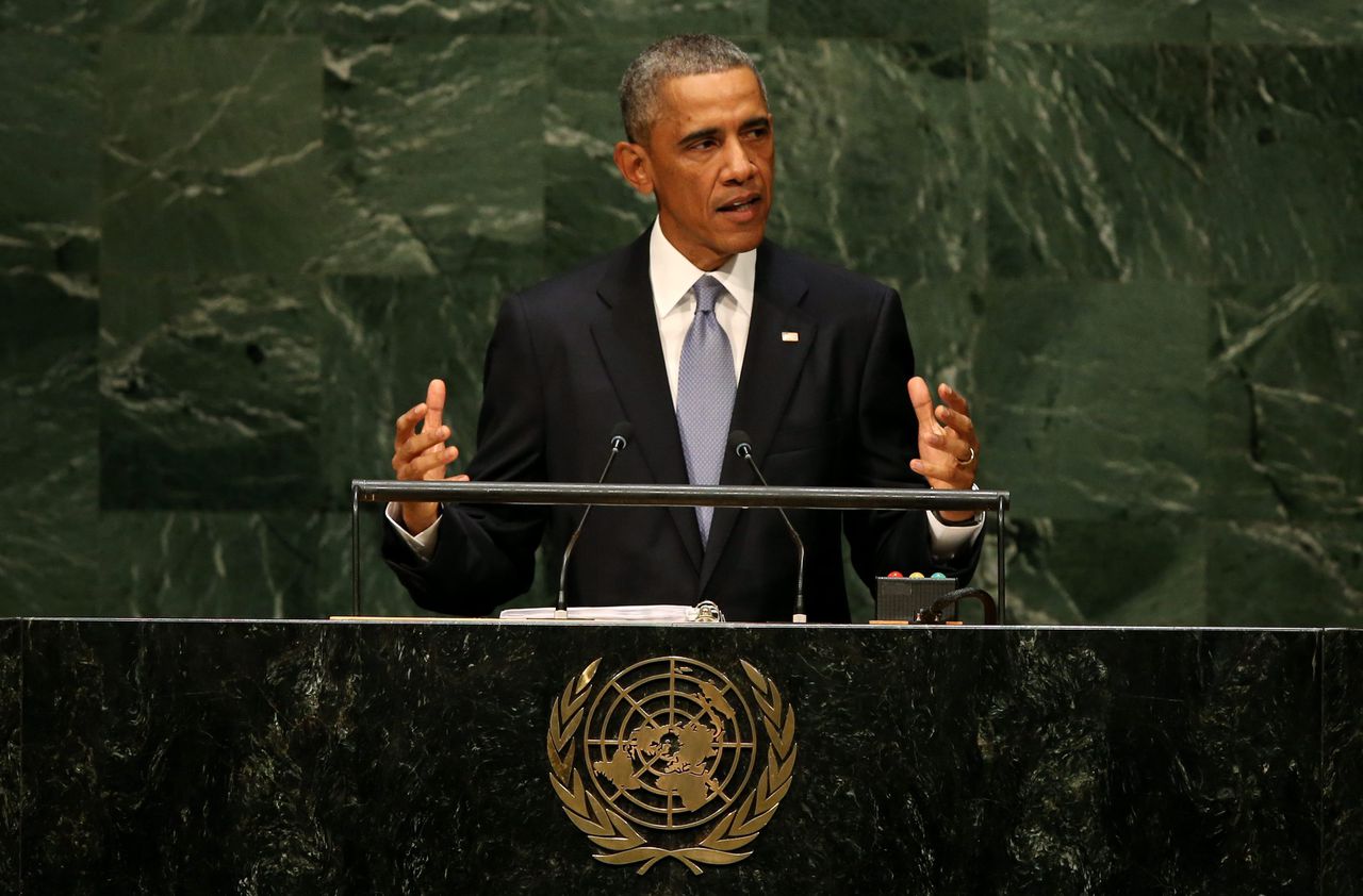 President Obama tijdens zijn toespraak vandaag bij de VN.