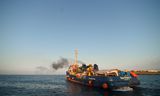 Het schip Sea-Watch 3, kort nadat het eind juni geredde migranten van boord heeft gelaten in de haven van Lampedusa.