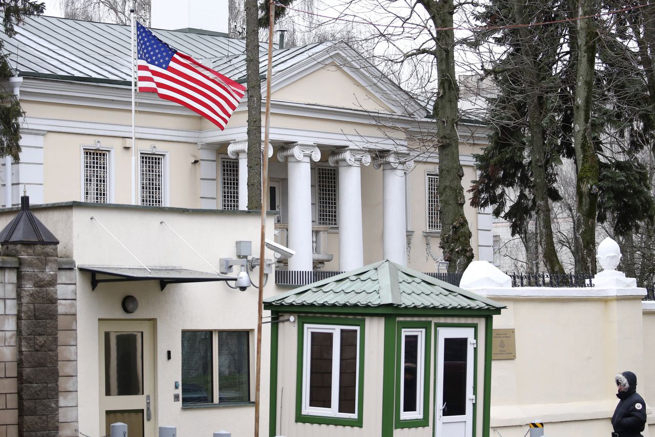De Amerikaanse ambassade in Minsk.