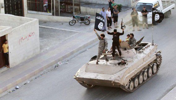 Militanten van IS in de provincie Raqqa in Syrië.