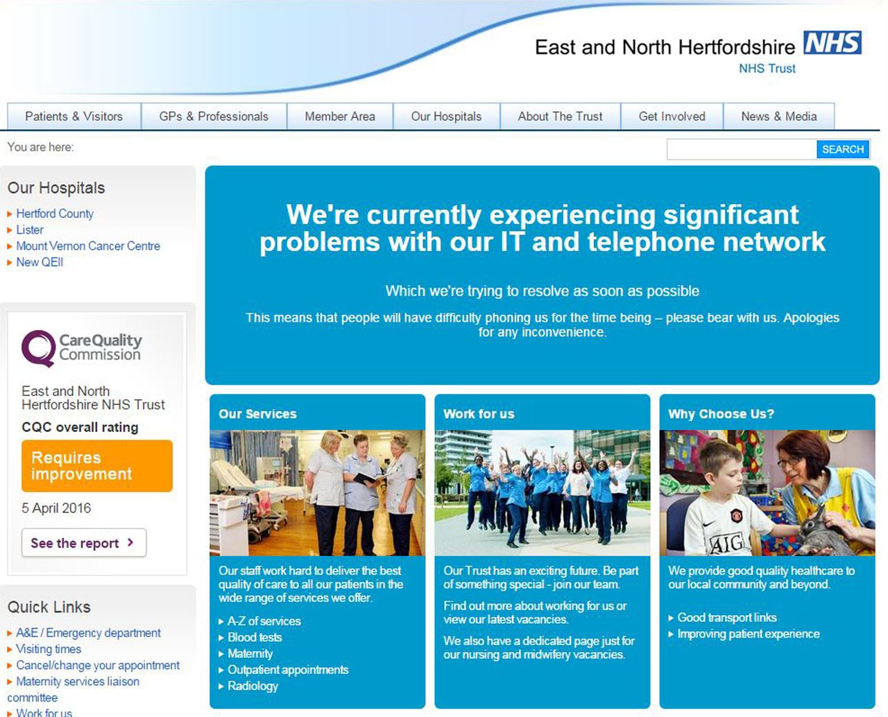 Screenshot van een computer op een getroffen medische instelling in Engeland.