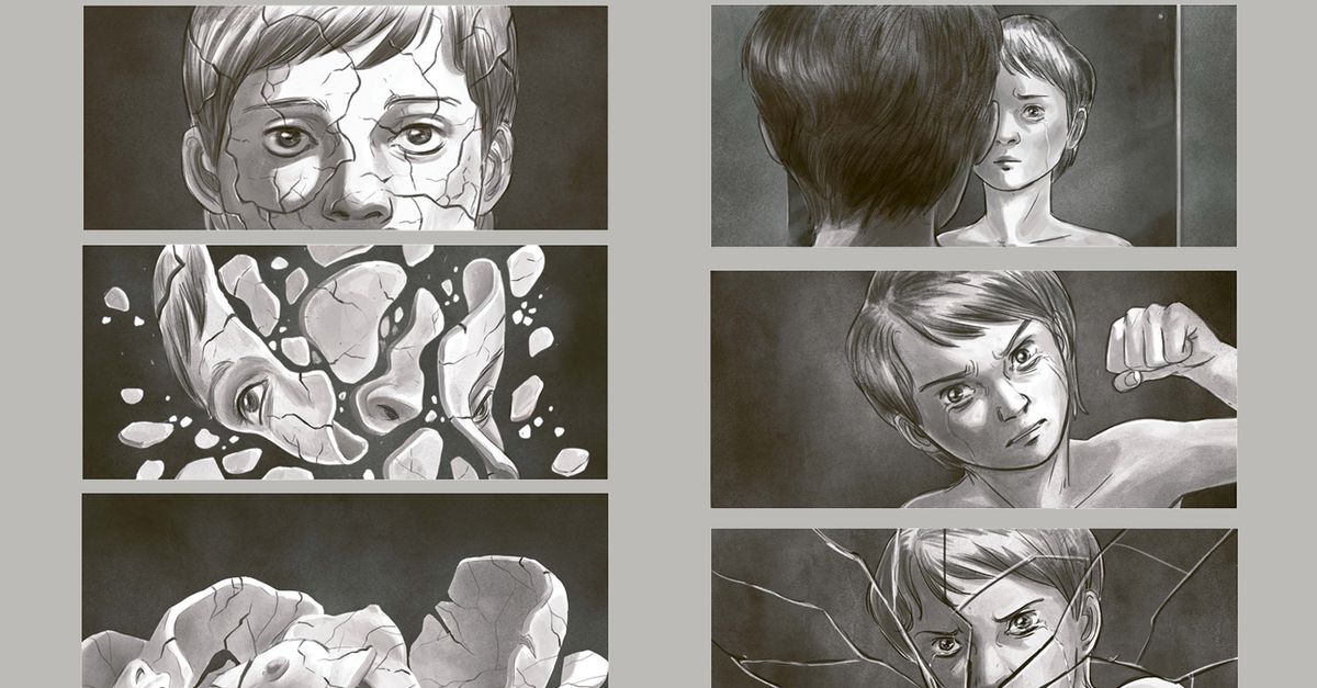 In de strip ‘De lijnen die mijn lichaam tekenen’ zien we angst door de ogen van een kind – en daar word je stil van