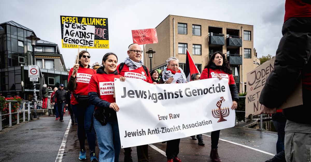 Schouderklopjes bij pro-Palestinademonstratie voor Joodse medebetogers. ‘Nu zijn we één groep, bewust zichtbaar’
