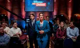 Henri Bontenbal (CDA), Frans Timmermans (GroenLinks/Pvda), Dilan Yesilgoz (VVD) en Rob Jetten (D66) voorafgaand aan het eerste RTL verkiezingsdebat in Amsterdam. 