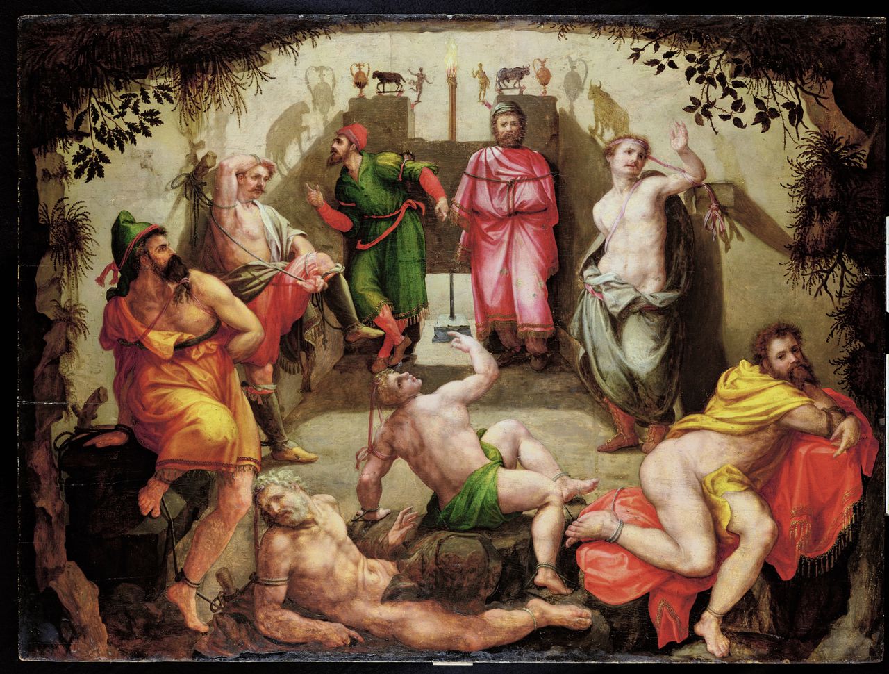 ‘Plato’s grot’, geschilderd door een onbekende Vlaming in het begin van de 16de eeuw