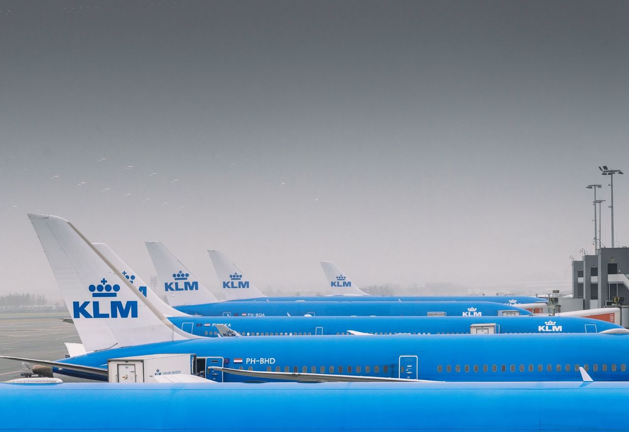 KLM-vliegtuigen op Schiphol