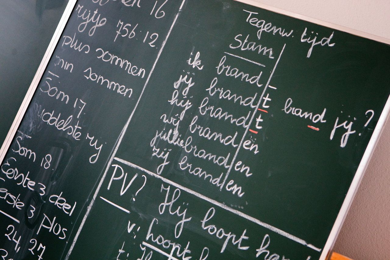 Schoolbord op een basisschool in Haarlem